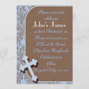 Confirmation Invitations For BOYS damask design