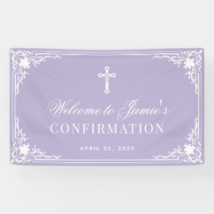 Confirmation Lavender White Calligraphy Vintage Banner