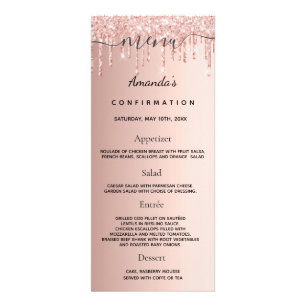 Confirmation Menu rose gold glitter photo fun fact