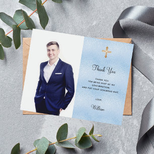 Confirmation photo garçon bleu budget carte de rem