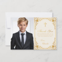 Confirmation Photo Vintage Faux Gold Cross & Ivory