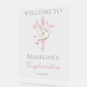 Confirmation pink cross acrylic sign