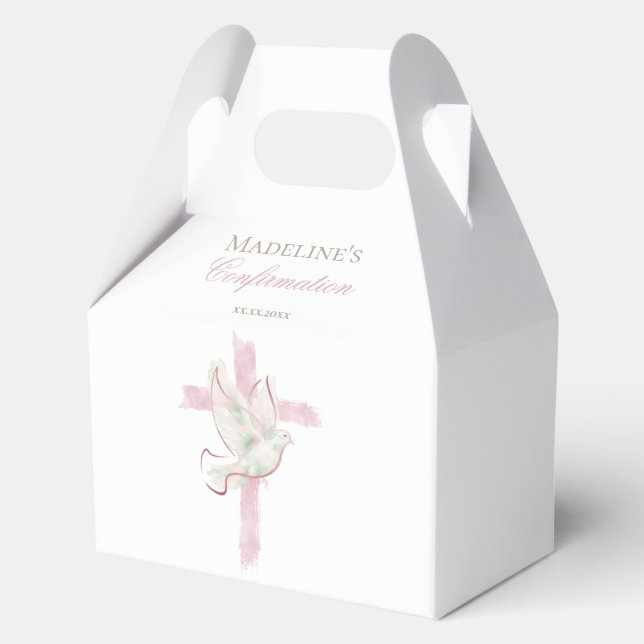 Confirmation pink cross favor box (Front)