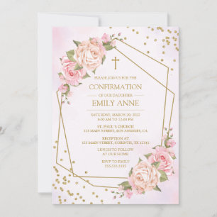 Confirmation Pink Floral Invitation