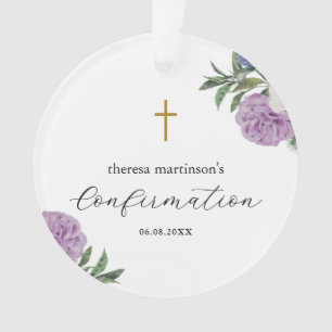 Confirmation Plutôt Violet Floral avec croix