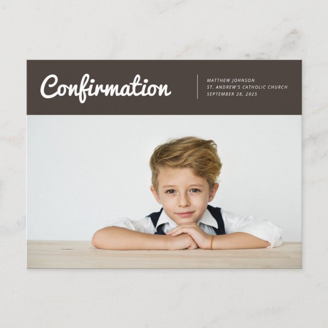 Confirmation Pour Lui Invitation Photo Moderne (Devant)