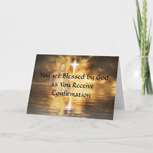 Confirmation Religious Card with Cross God& Sunset