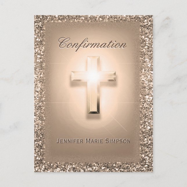 Confirmation Rose Cross Post Card (Front)