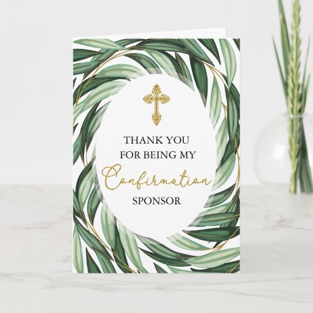 Confirmation Sponsor Botanical Thank You Card (Front)