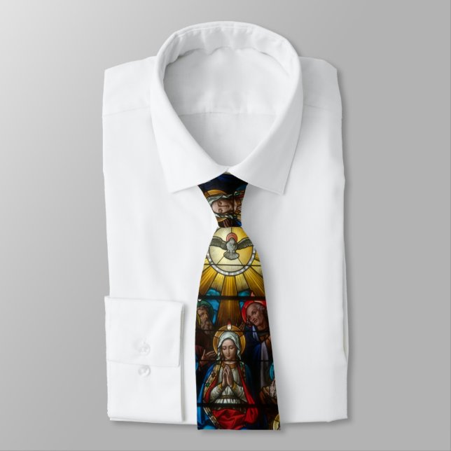 Confirmation Stained Glass Virgin Mary Holy Ghost Tie (Tied)