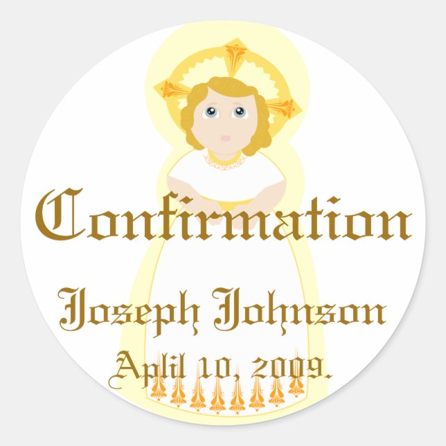 Confirmation Sticker-Customize Classic Round Sticker (Front)
