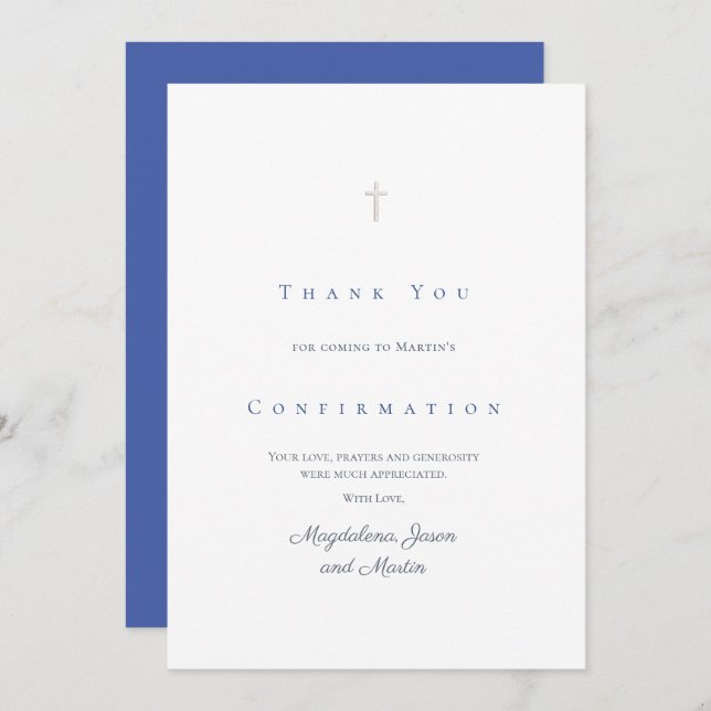 Confirmation thank you Card (Front/Back)