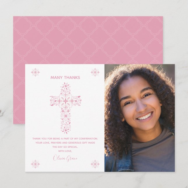 Confirmation Thank You Card - Girl - Photo (Front/Back)
