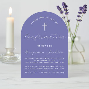 Confirmation Violet Arch Modern Simple Handwriting Invitation