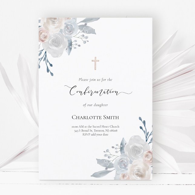 Confirmation watercolor floral corners invitation (Creator Uploaded)