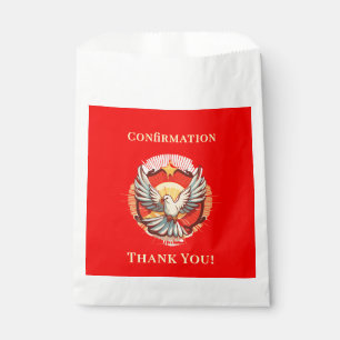 Confirmation White Dove Red Flamed Thank You Favour Bag