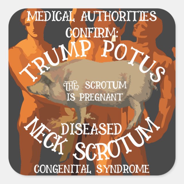 CONFIRMED TRUMP'S NECK SCROTUM IS PREGNANT SQUARE STICKER (Front)