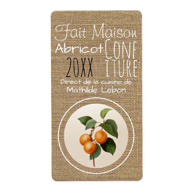 Confiture Abricot faite maison Etiquette Verticale (Devant)