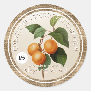 Confiture Abricot made house Labels name round