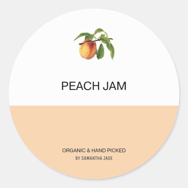 Confiture de pêche personnalisée et Étiquettes de  (Devant)
