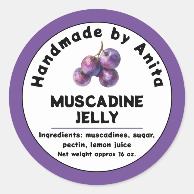 Confiture Muscadine moderne ou Étiquette Jelly Can (Devant)