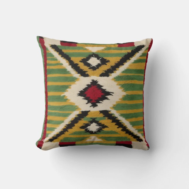 Confort élégant avec oreillers à jets Kilim vert (Recto)
