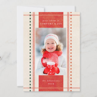 Confort et joie Carte photo en tissu de Noël
