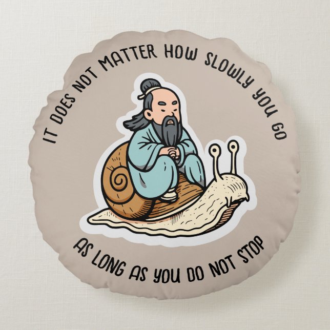 Confucius and the snail round pillow (Front)
