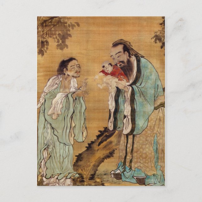 Confucius presenting buddha to Laozi Postcard (Front)