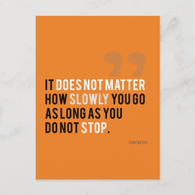 confucius quote motivational inspirational orange postcard (Front)