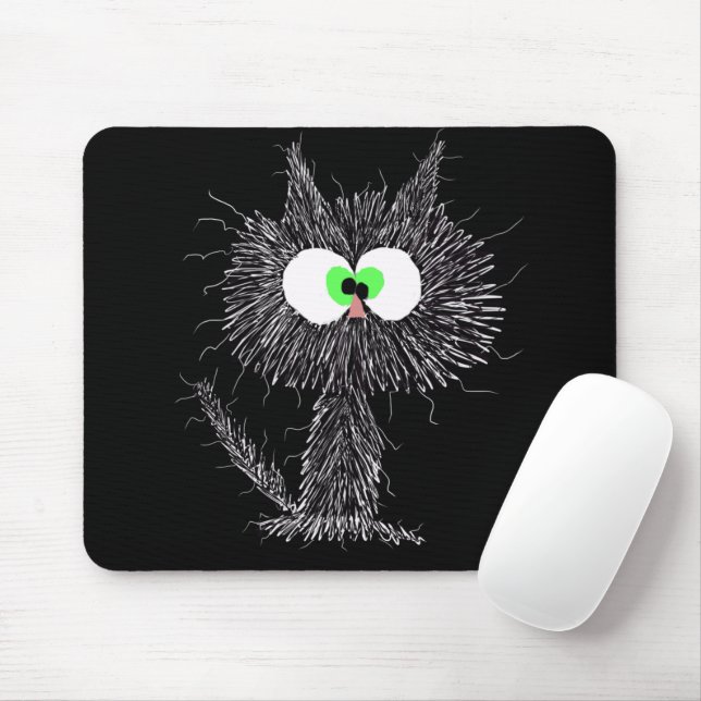 Confused Cat Black  Mouse Pad (With Mouse)