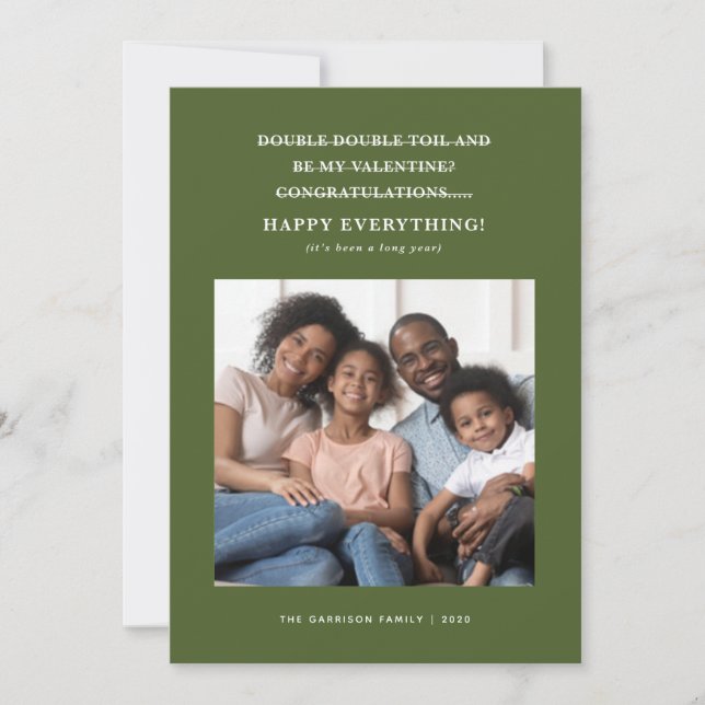 Confused Coronavirus Holiday Greetings Green Announcement (Front)