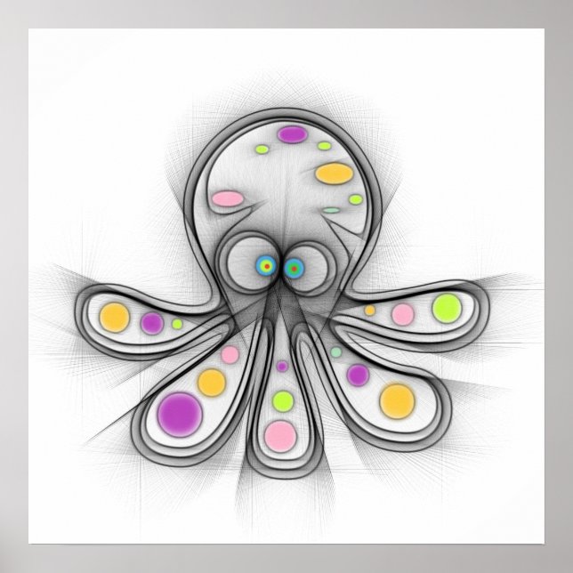 Confused cute octopus poster (Front)