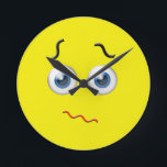 Confused Emoji Round Clock<br><div class="desc">Features a confused emoticon.</div>