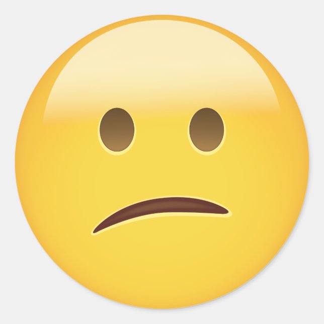 Confused Face Emoji Classic Round Sticker (Front)