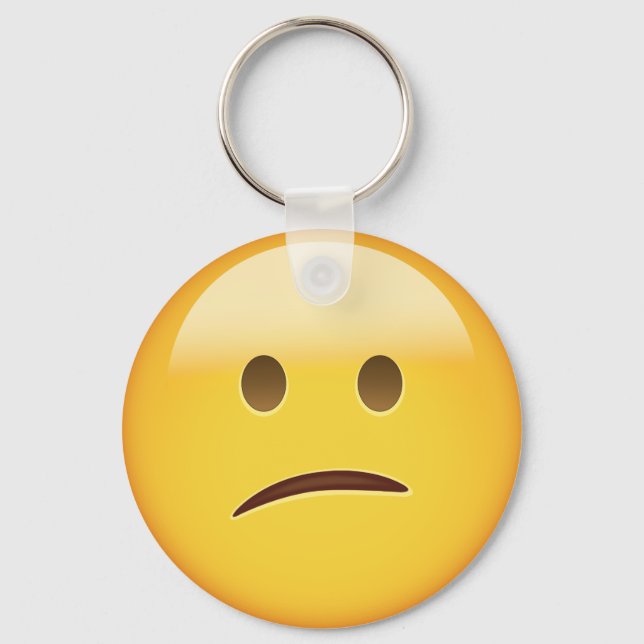 Confused Face Emoji Keychain (Front)