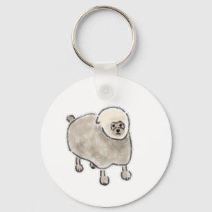 Confused Fluffy Sheep Dog Creature Keychain