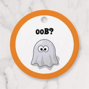 Confused Ghost Says "Oob?" Funny Halloween Cartoon Favour Tags