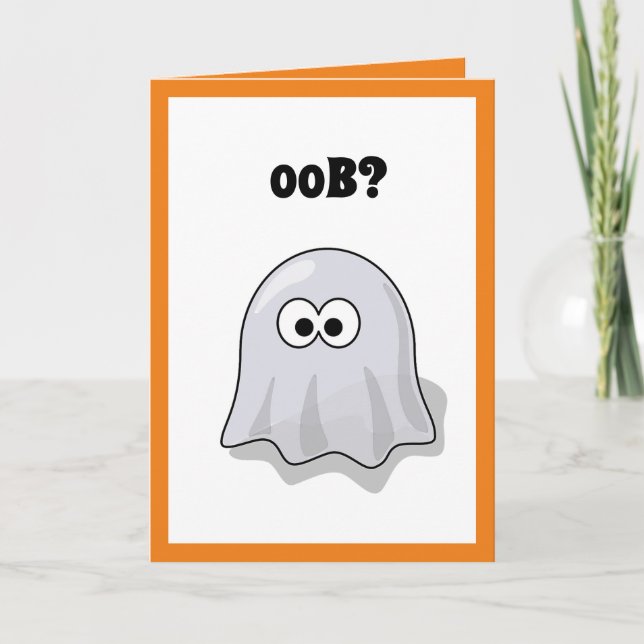 Confused Ghost Says "Oob?" Funny Halloween Cartoon Invitation (Front)