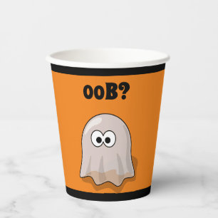 Confused Ghost Says "Oob?" Funny Halloween Cartoon Paper Cups