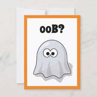 Confused Ghost Says "Oob?" Funny Halloween Cartoon Postcard