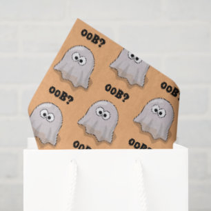 Confused Ghost Says "Oob?" Funny Halloween Cartoon Tissue Paper
