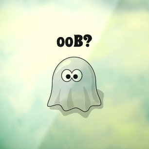 Confused Ghost Says "Oob?" Funny Halloween Cartoon Window Cling