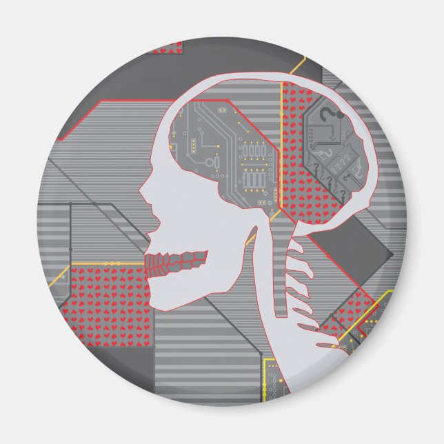 confused heart logicskull magnet (Front)