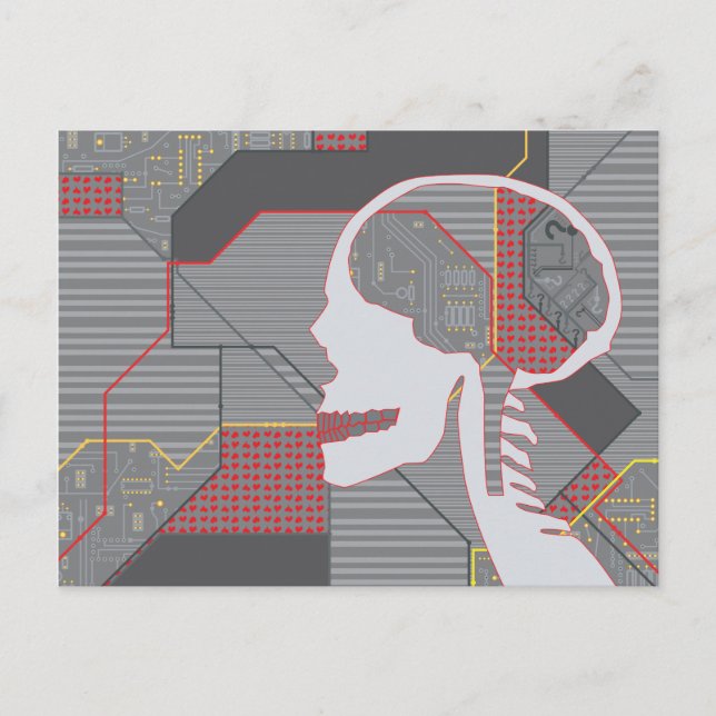 confused heart logicskull postcard (Front)