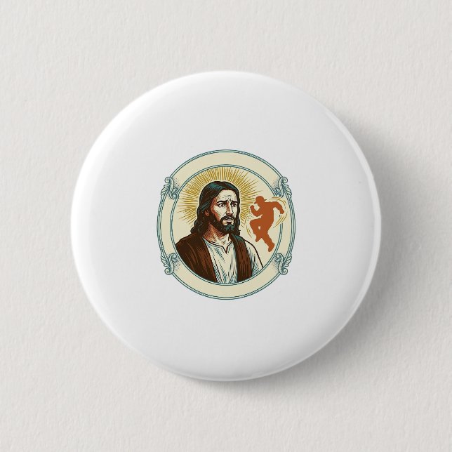 Confused Jesus Viral Dancing Trend Silhouette Vide 2 Inch Round Button (Front)