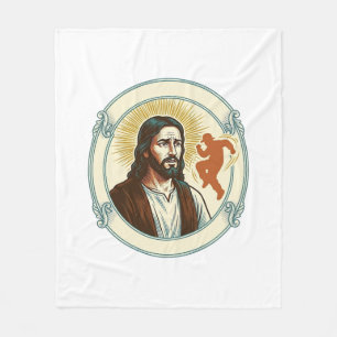 Confused Jesus Viral Dancing Trend Silhouette Vide Fleece Blanket