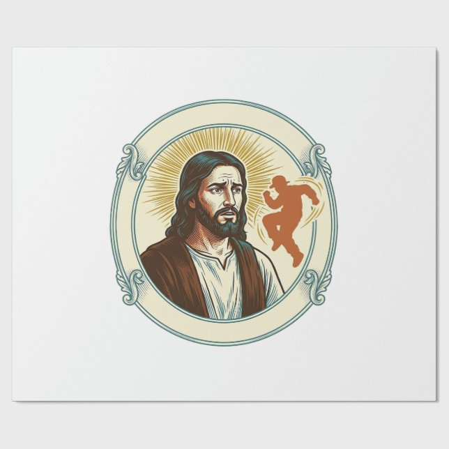 Confused Jesus Viral Dancing Trend Silhouette Vide Wrapping Paper (Flat)