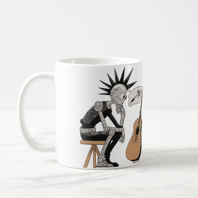 Confused Music Robot Coffee Mug (Left)