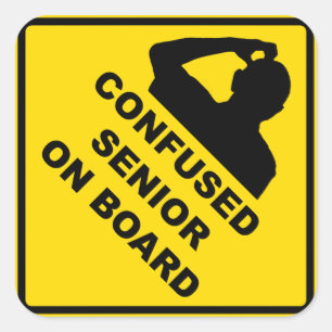 Confused Senior On Board Sticker